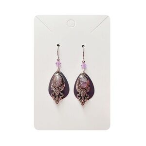 Silver and Purple Dangle Earrings